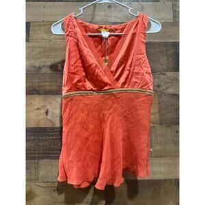 D.Exterior Made in Italy Top-Bright Orange with Gold Accents-Sz Small